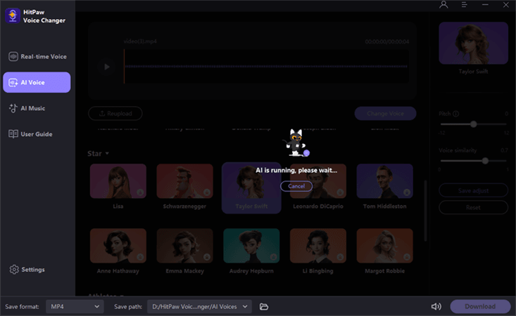 traitement de la voix IA de Taylor Swift dans HitPaw VoicePea