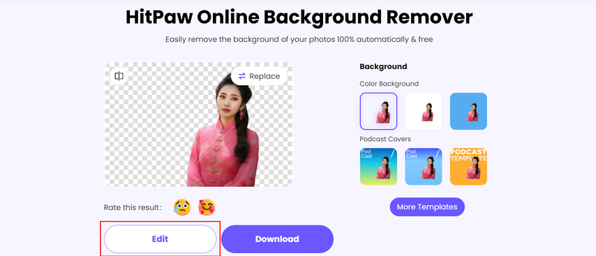 edit the image by refining edges or transparency
