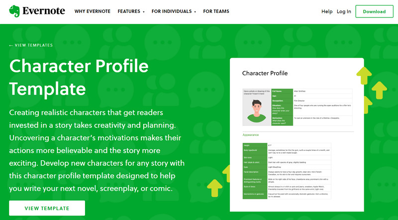 character profile example