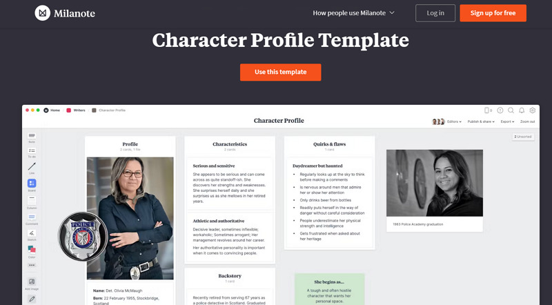 example character profile