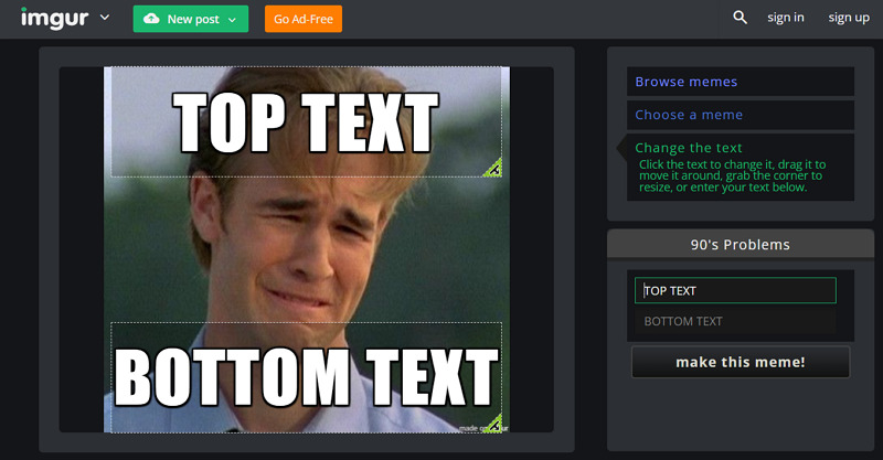 Imgur's MemeGen app lets you make your own memes