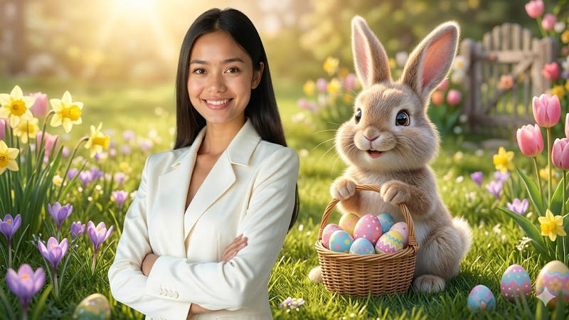 3d bunny holding basket