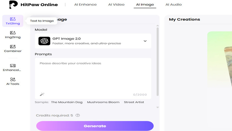 access hitpaw online text to image