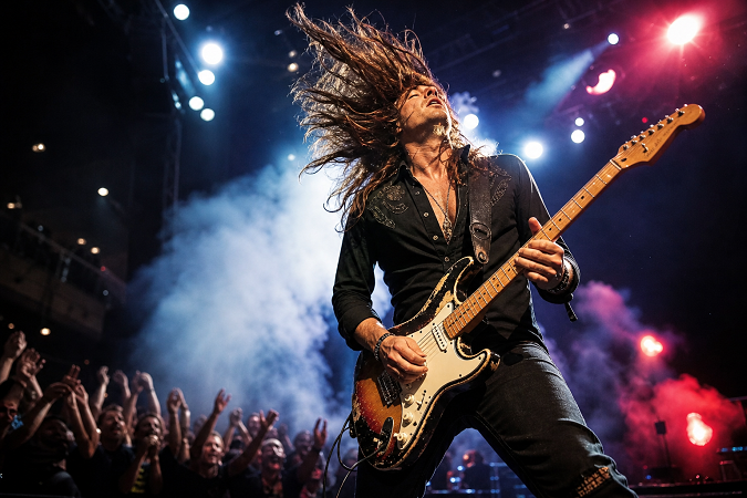 ai rocker guitar solo scene photo