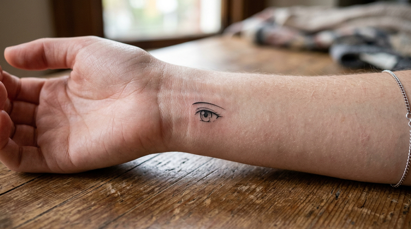 minimalist anime eyes tattoo