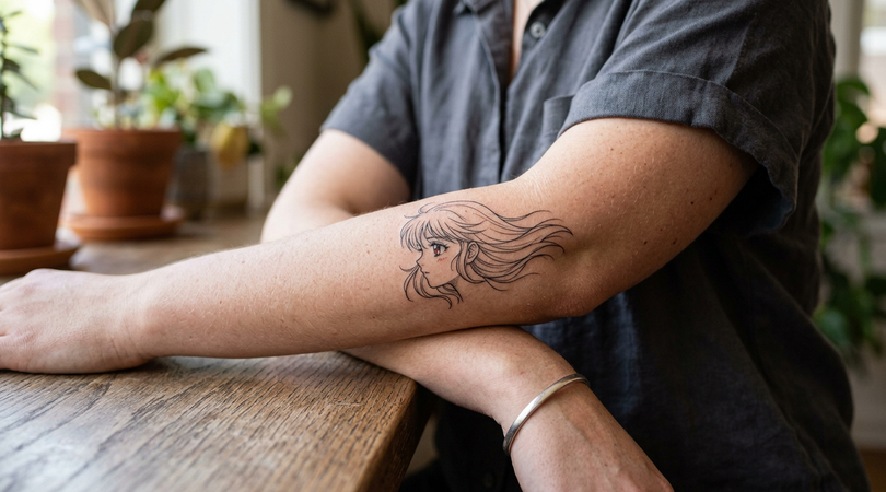 Anime Heart with Wings Tattoo