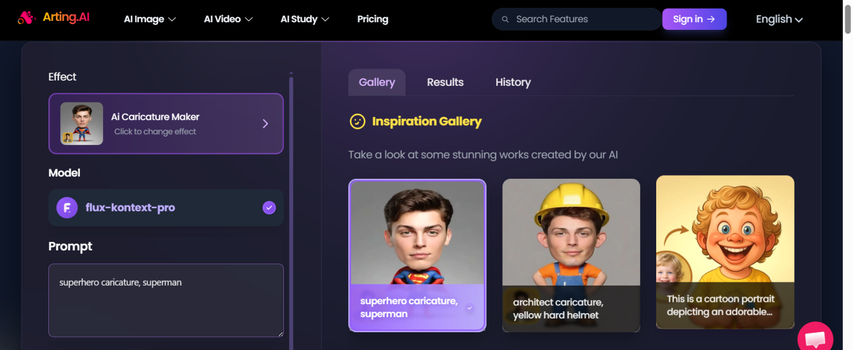 arting ai caricature generator
