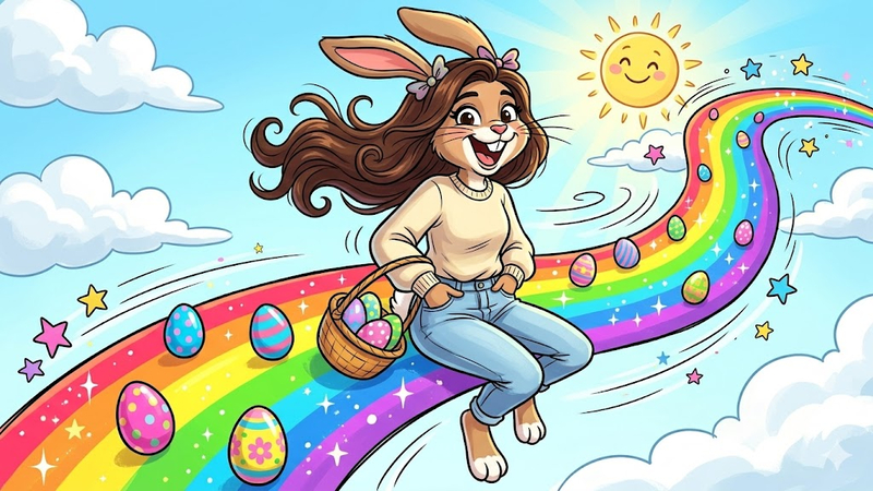 cartoon bunny riding