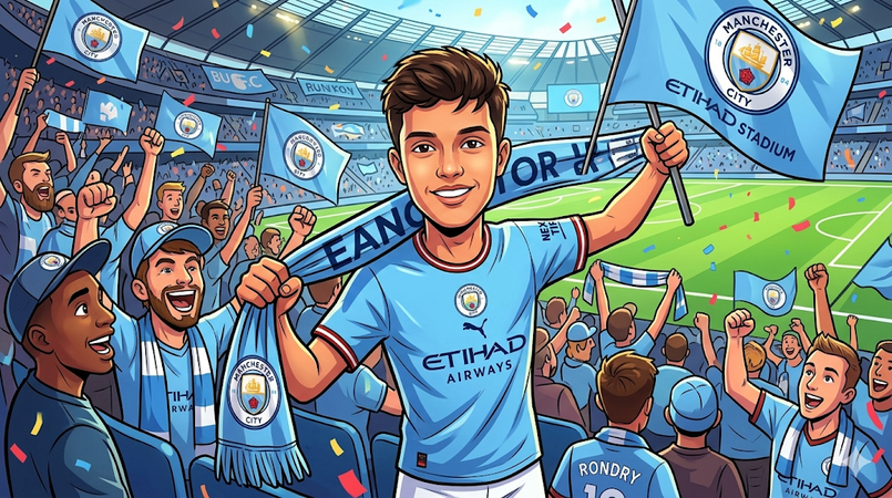 colorful cartoon football supporter artwork