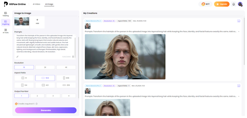 compare ai hairstyle results and download final image