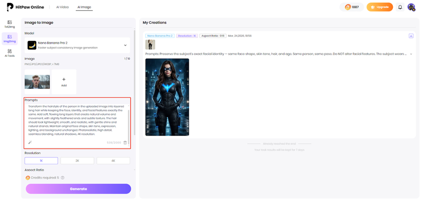 describe desired hairstyle using detailed ai prompt