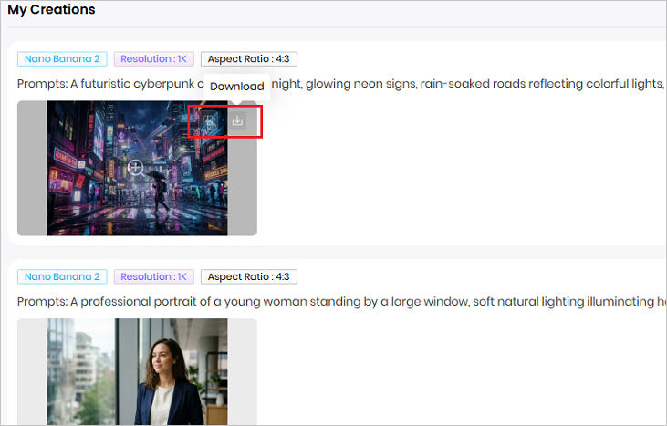 export generated nano banana image