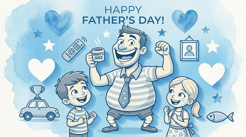 modern fathers day greeting card design