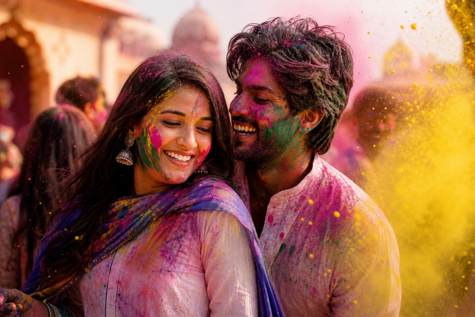 festival holi color scene