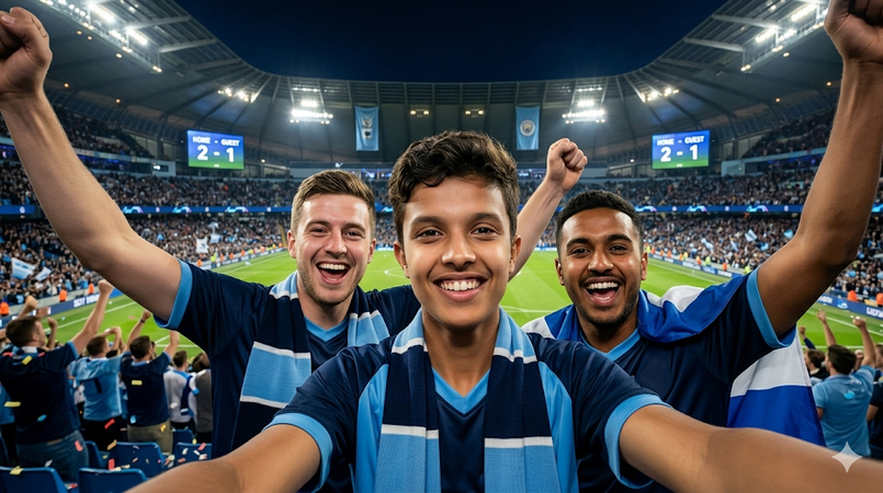 supporter selfie celebrating after football game