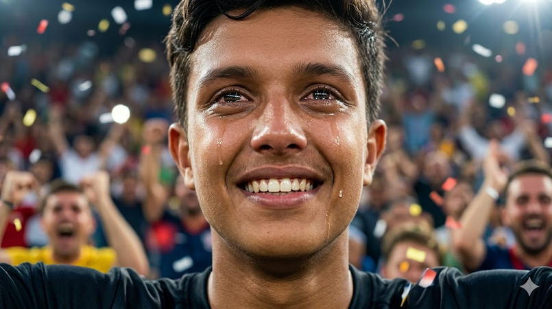 close up portrait of joyful football supporter