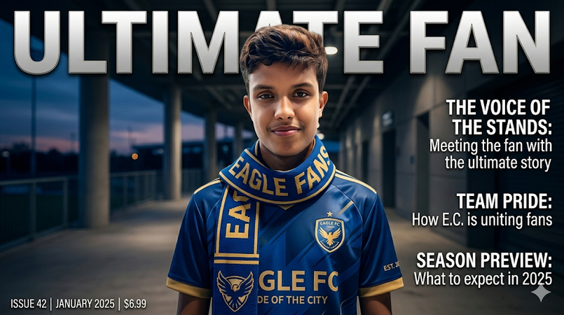 sports magazine style football fan portrait