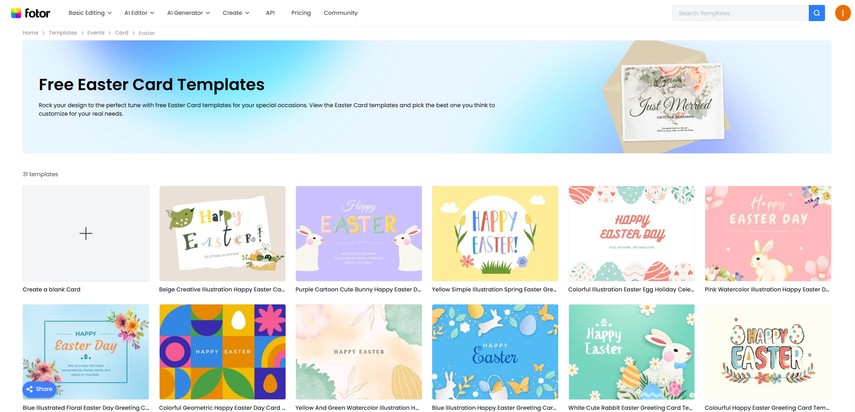 Fotor easter invitation card tempaltes