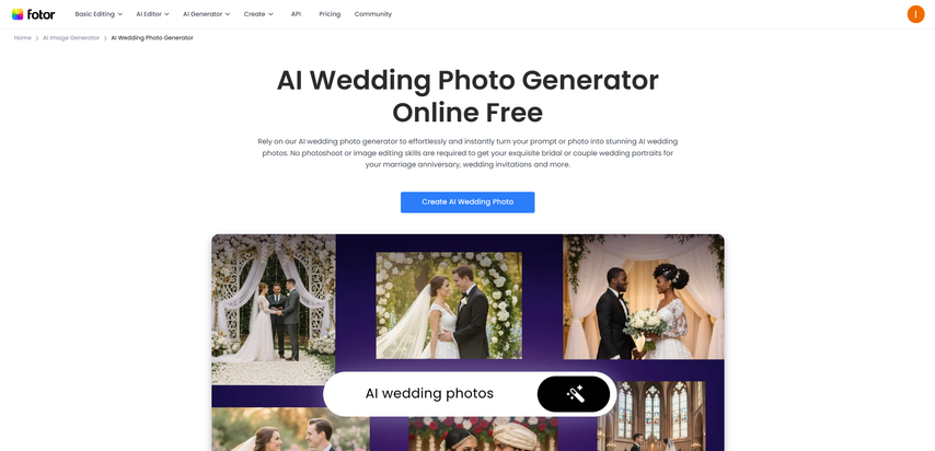 Fotor AI wedding photo editing