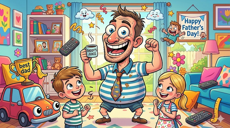 funny father caricature illustration