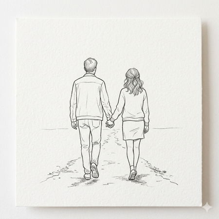 gemini holding hands couple sketch