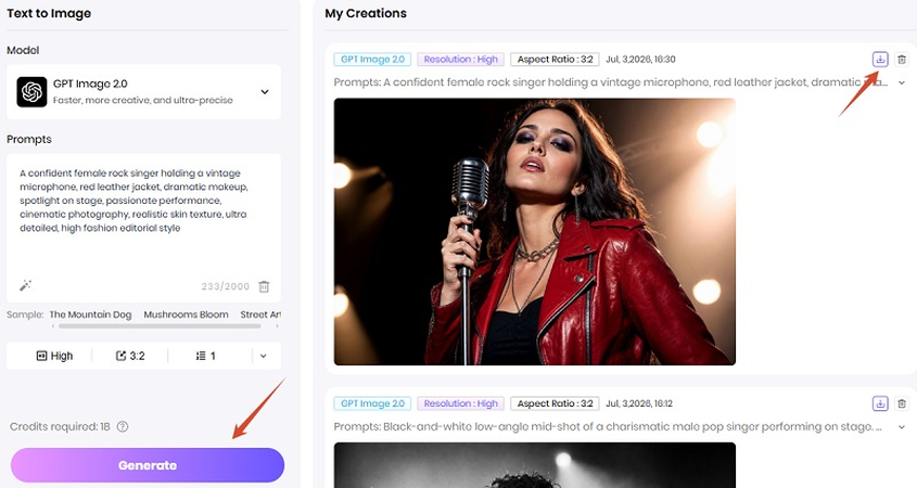 generate and download rock image for musician