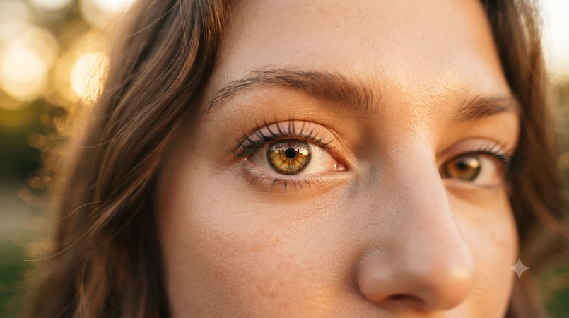 golden hour close-up eyes girl aI photo prompts