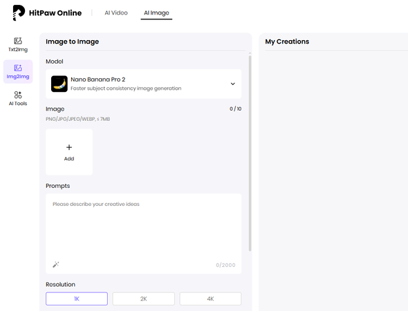 Open HitPaw Online image to image generator