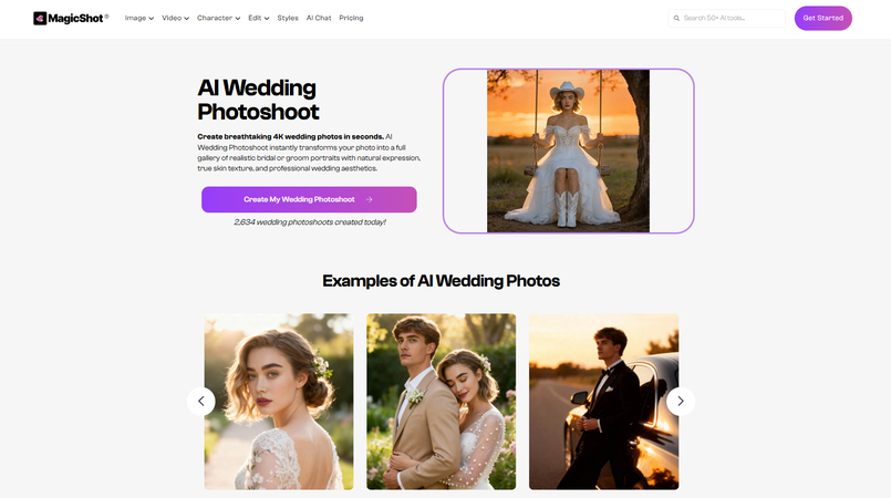 MagicShot AI wedding photoshoot generator
