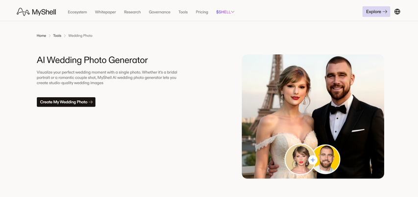 MyShell AI wedding picture generator
