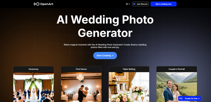 OpenArt AI wedding photo generator online