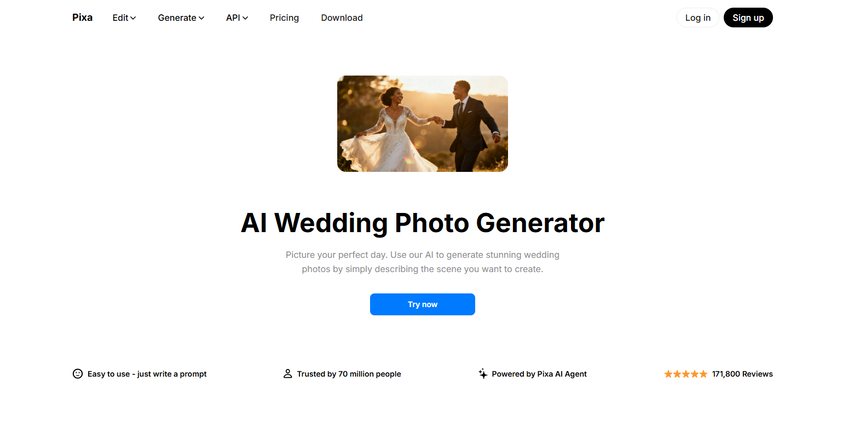 Pixa wedding AI photo generator