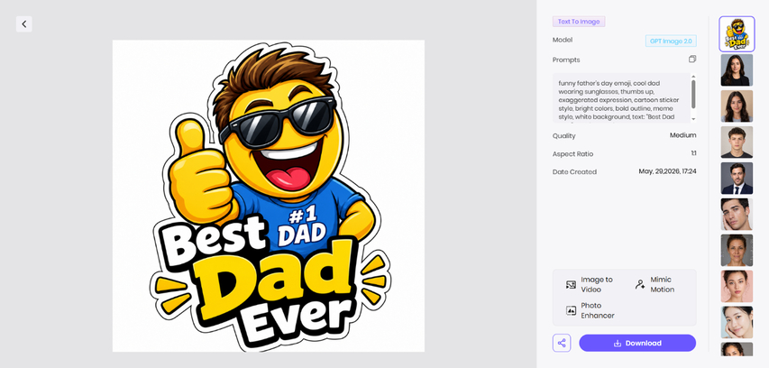 save generated dad emoji designs