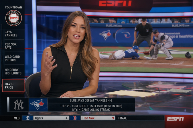 sports commentator broadcast studio