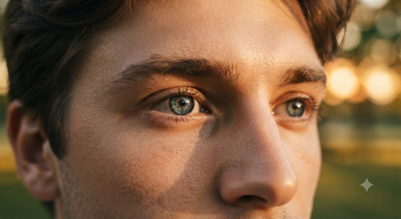 sunset reflection blue eyes