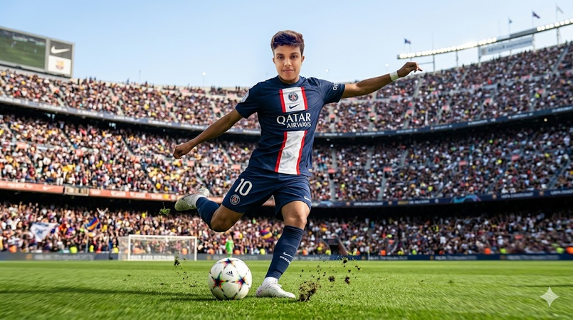 football fan playing as professional athlete