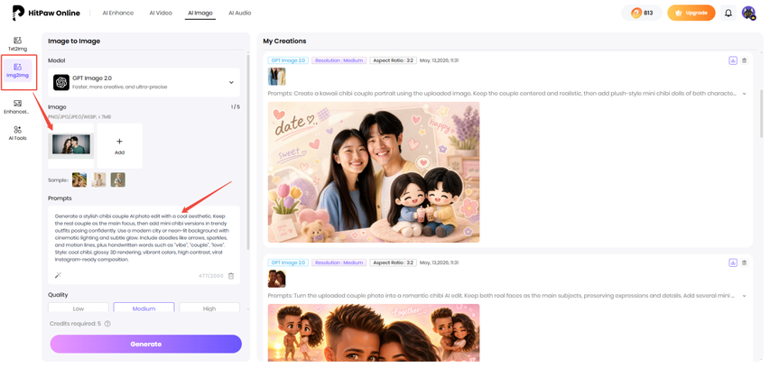 upload image and chibi prompt