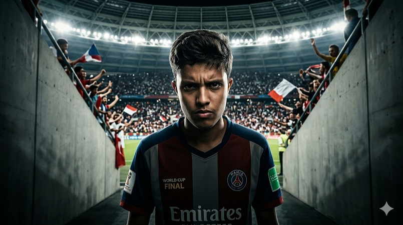 football player entering stadium before final