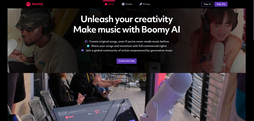 Boomy AI music platform