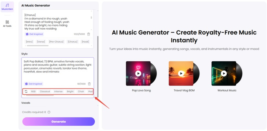 choose hitpaw ai music genre