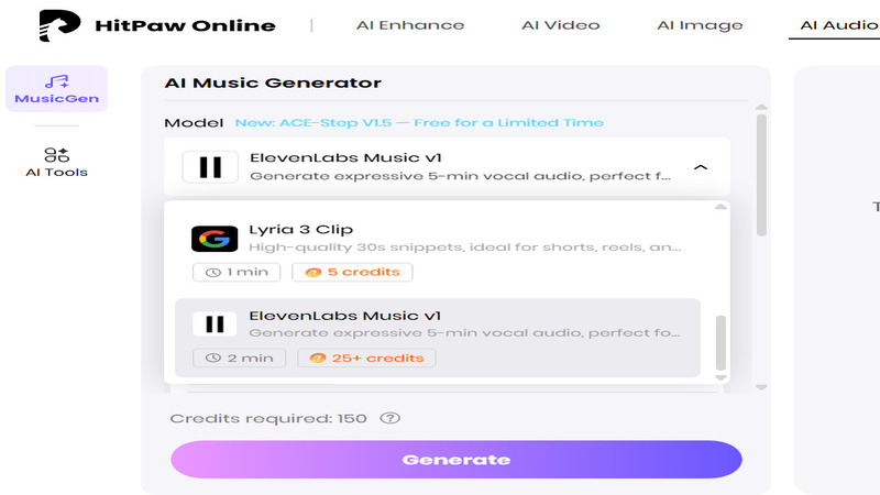 choose hitpaw ai music model