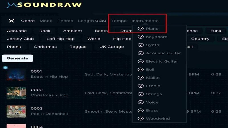 customizing the track in soundraw