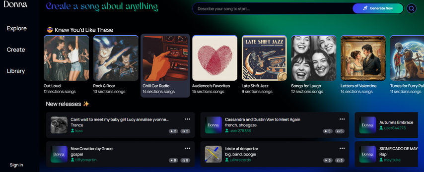 donna ai song and music maker