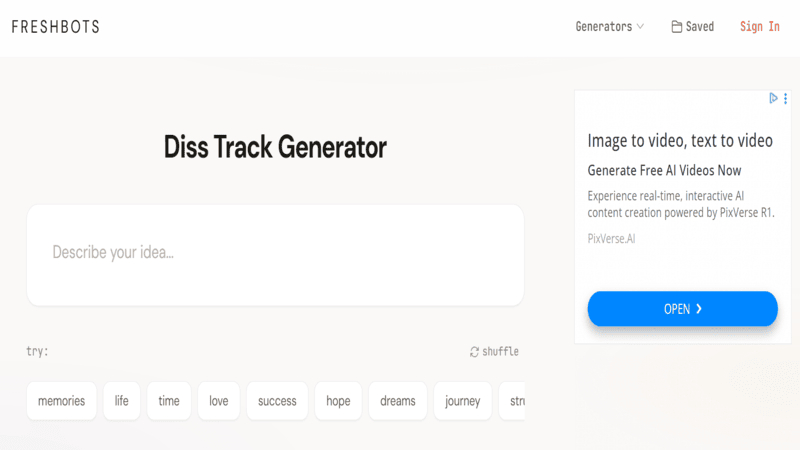 freshbots ai diss track lyrics generator