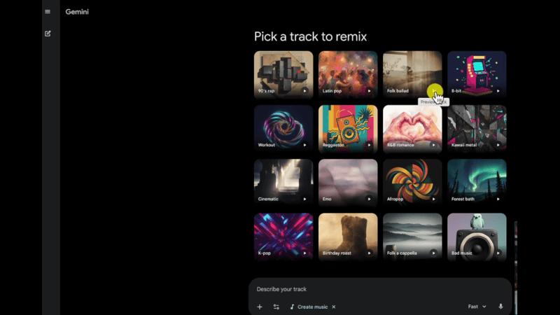 launch create music in gemini