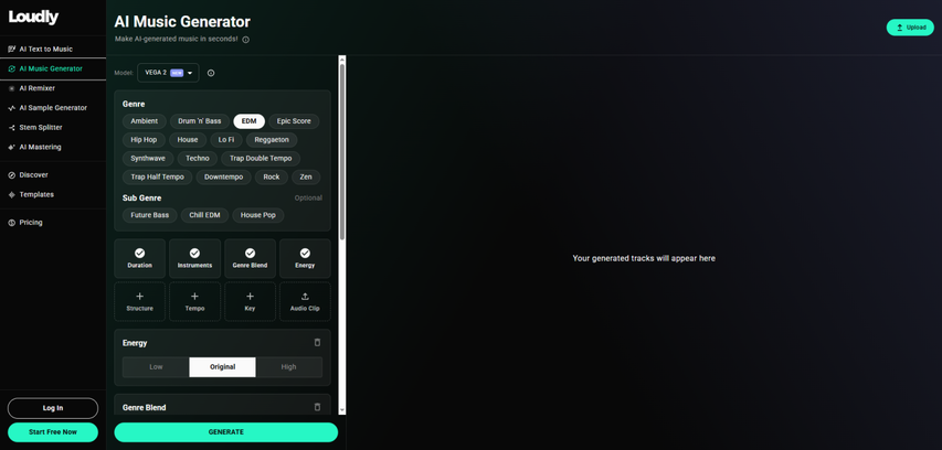Loudly AI music generator