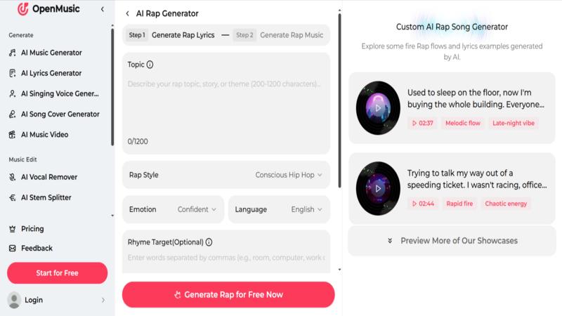 openmusic ai rap generator