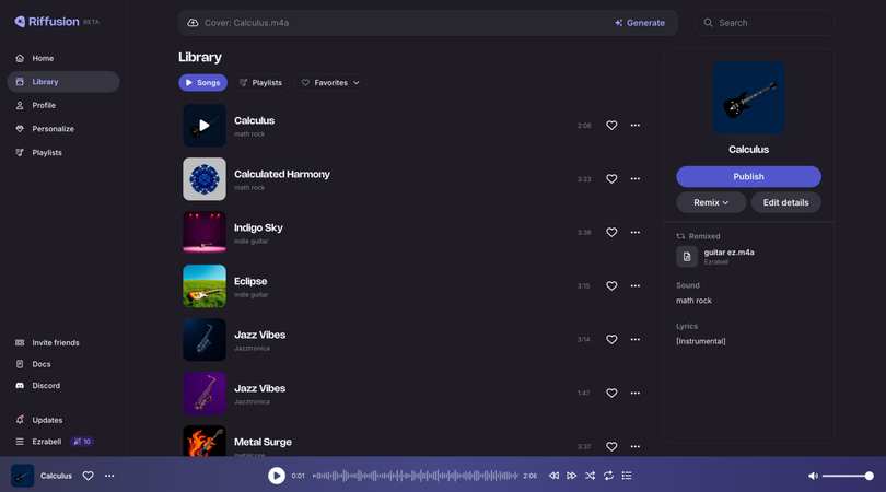 Riffusion AI music generator
