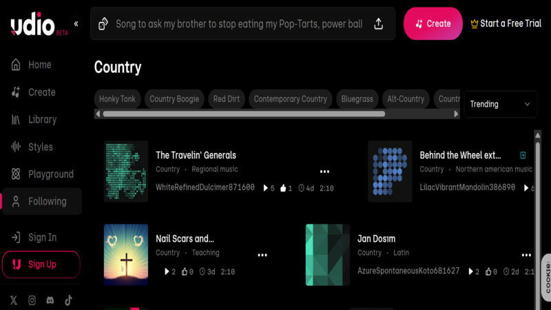 udio ai country music maker
