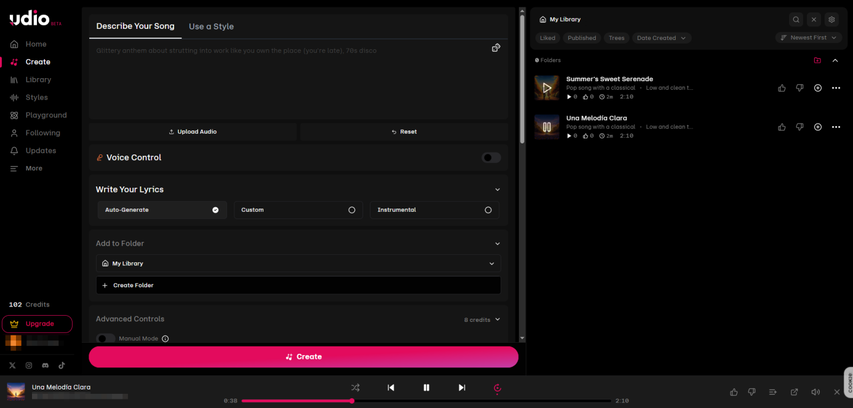 Udio AI music generator